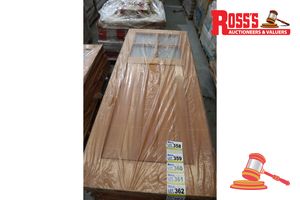 368 · TIMBER DOOR WITH 4x GLASS PANELS, CODE: KUTA, 2040 x 820 x 38mm