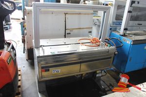 13 · SEMI/AUTO STRAPPING MACHINE. MODEL: JN-8ASC, ISO-9001, 1 PH 40V 50 HZ, 7 A, 2.9 KW. MOBILE, STAINLESS STEEL, 10AMP (PLUG). TOTAL DIMENSIONS APPROX 1100 X 650 XH1400MM. SOME MARKS. (UNTESTED)