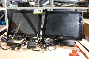 21 · 2 X POSIFLEX DUAL SCREEN POINT OF SALE STATIONS, UNTESTED (SOME MARKS / POWER CABLES INCLUDED)