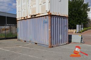 Blue 20ft Shipping Container, Timber Flooring, Has Some Rotting Towards Rear In Floor, Rust Holes In Roof & Rust In The Corners, * Pick Up By Appointment Only* (#Gesu 2365213-Wheatstone)