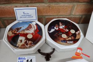 14 · 2 X COCA-COLA COLLECTOR PLATE, SANTA CHRISTMAS THEME, OCTAGONAL (POSS UNUSED)