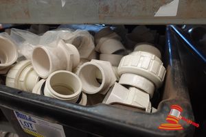 Box Of Assorted Pvc Male And Female Adapters Of Various Sizes
