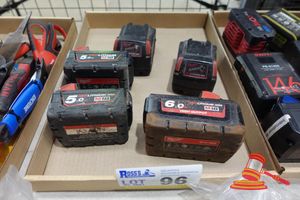 5 X Various Milwaukee Brand Red Lithium- Ion M18 Batteries