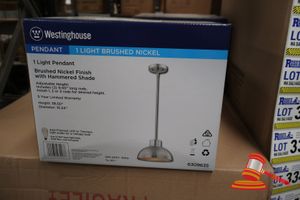 Westinghouse Light Pendant, Brushed Nickel Finish With Hammered Shade, Adjustable Height, Height: 38.50", Diameter: 10.24", Code: 6309635