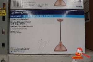 212 · WESTINGHOUSE MINI PENDANT LIGHT, BRUSHED COPPER FINISH WITH CAGE SHADE, ADJUSTABLE CORD LENGTH UP TO 50", CODE: 6103935