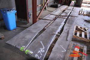 78 · LIVE EDGE JARRAH SLAB, 7.6 x 520/760 x 60