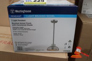 Westinghouse Pendant Light, Brushed Nickel Finish With Hammered Shade, Height: 38.50", Diameter: 10.24", Code: 6309635