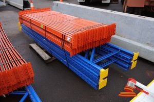 Qty of Dex Safetylock Pallet Racking 4 @ 3743mm high x 838mm deep frames 36 @ 2591mm long x 85mm high beams