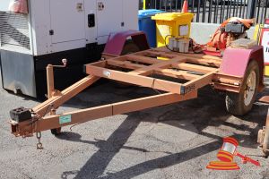 9 · 2013 Multi Tech Trailer Base Maroon/Galvanised, Single Axle, Reg #: Unlicensed VIN: 6T9T20WA1D0D16004 Features: Davey Pump Mounted on back of Trailer - unknown condition, Battery Rack (Asset # IRIS-031443) WP#4818 Condition: No Tow Hitch, Some Rust on Wheels Panel: FAIR, Paint: FAIR, Glass: Tyres: FAIR, Overall Condition: FAIR