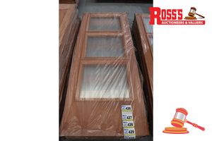 427 · TIMBER DOOR WITH 3x GLASS PANELS, CODE: ED 20, 2040 x 820 x 38mm