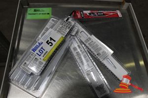 51 · 6 X MILWAUKEE SAWZALL SETS, INCLUDES; MODEL: 49-22-2205, 48-00-5342,48-00-5788, AND VARIOUS OTHERS