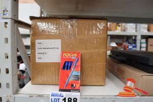 188 · BOX OF FOCUS ICY BALL PENS, BLUE