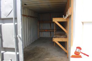 11 · 20FT Container, Fork Pockets, Plywood Floor, DOM: Unknown, Serial: SCZU7686553, with Custom Timber Shelving and Fire Extinguisher Mounted to Inside Door
