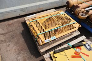 2 X Caterpillar Door Guards, Caterpillar P/N:217-2566, Perforated Metal, (Some Marks), On A Pallet