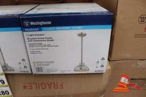 276 · WESTINGHOUSE PENDANT LIGHT, BRUSHED NICKEL FINISH WITH HAMMERED SHADE, ADJUSTABLE HEIGHT, HEIGHT: 38.50", DIAMETER: 10.24", CODE: 6309635