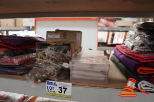 37 · BUNDLE WITH 5x BOXES OF ELEPHANT TRINKETS, BELL CHIMES AND 2x TUBS OF COSTUME JEWELLERY