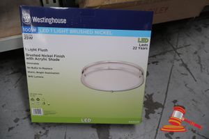295 · WESTINGHOUSE LIGHT FLUSH, BRUSHED NICKEL FINISH WITH ACRYLIC SHADE, DIMMABLE, CODE: 6401235