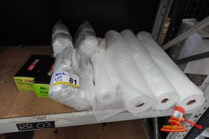 81 · ASSORTED GOODS, INCLUDES; FORCE360 WORX SURGICAL MASKS, TYPE II R, , ASSORTED CLOTH ROLLS, AND DISPOSABLE HEADBANDS