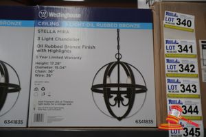 Westinghouse 3 Light Chandelier, Oil Rubbed Bronze Finish With Highlights, Height: 17.28", Diameter: 15.04", Chain: 36", Wire: 36", Code: 63418535