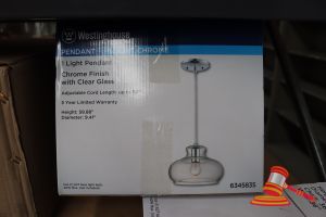 248 · WESTINGHOUSE PENDANT LIGHT, CHROME FINISH WITH CLEAR GLASS, ADJUSTABLE CORD LENGTH UP TO 50", HEIGHT: 58.88, DIAMETER: 9.41", CODE: 6345835