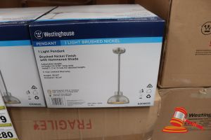 278 · WESTINGHOUSE PENDANT LIGHT, BRUSHED NICKEL FINISH WITH HAMMERED SHADE, ADJUSTABLE HEIGHT, HEIGHT: 38.50", DIAMETER: 10.24", CODE: 6309635
