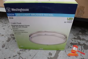 234 · WESTINGHOUSE FLUSH LIGHT, BRUSHED NICKEL FINISH WITH ACRYLIC SHADE, DIMMABLE, CODE: 6401235