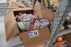 12 · BOX OF ASSORTED STATIONERY INCLUDING: PAPER CLIPS, SHARPENERS, PENCILS