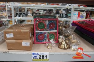 281 · BUNDLE WITH 4x JEWELLERY BOXES, 7x BOXES OF DIYAS AND BRASS CENTRE PINS