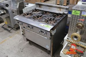 5 · 1 X GOLDSTEIN 6 BURNER GAS COOKTOP/RANGE, MODEL: PF6/28, NAT GAS. AVG/FAIR CONDITION