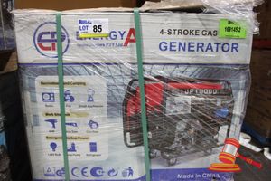 ENERGYA TECHNOLOGIES, GENERATOR SET, JP10000, 4 STROKE GASOLINE, RATED POWER 10KW, PEAK POWER 11KW, RATED VOLTAGE 240V @50hz, 1 PHASE, DC OUT 12V, ELECTRIC START WITH KEY, VOLTMETER, BREAKER, BATTERY INCLUDED, ON FRAME WITH WHEELS, RED COLOUR