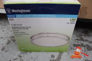 241 · WESTINGHOUSE FLUSH LIGHT, BRUSHED NICKEL FINISH WITH ACRYLIC SHADE, DIMMABLE, CODE: 6401235