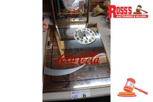 6 · VINTAGE FRAMED COCA-COLA MIRROR WITH CLOCK