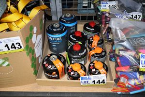 APPROX 10 X CAMPING GAS CANISTERS, INCLUDES: COMPANION PRO-FUEL, GASMATE AND JET BOIL JET POWER PLUS OTHERS
