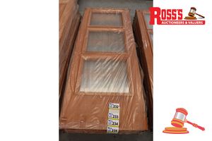 233 · TIMBER DOOR WITH 3x GLASS PANELS, CODE: ED 20, 2040 x 820 x 38mm