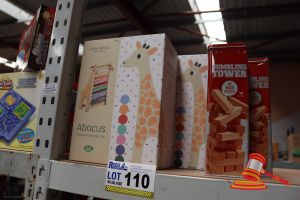 2x LITTLE GENIUS WOODEN ABACUS AND 2x JUMBLING TOWERS, ALL UNOPENED