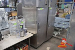 107 · 1 X ATOSA UPRIGHT REFRIGERATOR, MODEL: MBF8001, 670L CAPACITY, MOBILE. STAINLESS STEEL. 10AMP (PLUG). APPROX 730 X 800 X H2000MM. SOME MARKS/DAMAGE