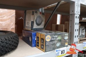 83 · BUNDLE OF LIGHTS INCLUDING: SOLAR DECK LIGHTS, BUNKER LIGHT AND OUTDOOR LIGHTS, UNTESTED