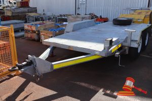 1 · 1 X UON HEADWORK'S TRAILER, 3000KG GVM, SN:UON-TRL-0100, INCLUDES: CARGO HYDRASTAR XL TRAILER BRAKE ACTUATOR MODEL XL-16, 1 X SPARE TIRE (SOME MARKS)