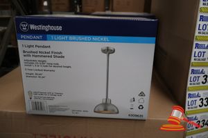 Westinghouse Light Pendant, Brushed Nickel Finish With Hammered Shade, Adjustable Height, Height: 38.50", Diameter: 10.24", Code: 6309635