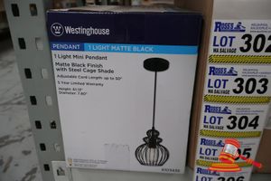 Westinghouse Mini Light Pendant, Matte Black Finish With Steel Cage Shade, Adjustable Cord Length Up To 50", Height: 61.12", Diameter: 7.80", Code: 6103435