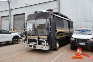 1 · 1988 Hino Excalibur Motorhome Black, 4x2, Manual, Diesel Reg #: 1CPZ646, Expiry: 4/12/2026 Eng #: W06ED14251 VIN: CH160A40101 Features: 2x Full Size Awnings, Air Conditioning Power Steering 2x 24v 100AH Lithium Batteries, 3 x 360 Watt Solar Panels, Shower/Toilet, 2x Kings Singles Beds, 120L Grey Water Tank, 100L Fresh Water Tank, LG Microwave, Oven Inverter, Dometic WACO 100L Fridge/Freezer, Dometic Reverse Cylce A/C, Weber Cup BBQ, Pioneer Radio & Sound System, External Power Change Over, Kitch