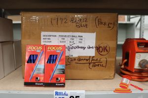 25 · BOX OF FOCUS ICY BALL PENS, BLUE