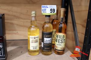 2 x BOTTLES OF WILD WEST BLENDED WHISKEY 700ml, 1 x BOTTLE CASTLE KEEPER WHISKY 700ml, 1 x OLD BARREL WHISKY 700ml