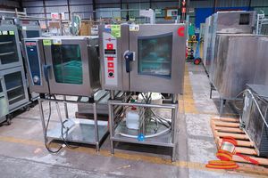 23 · CONVOTHERM 7 TRAY STEAMER/OVEN. MODEL OES 6/10. 3 PHASE. HARD WIRED. INCLUDES NEAR NEW WATER FILTRATION SYSTEM, 10 TRAY STAINLESS STEEL RACK/STAND AND SPARE SPRAYER HANDPIECE. REFURBISHED IN SEPT 2025 BY BAKE-QUIP INCLUDING NEW FILTRATION SYSTED (TOTAL REFURBISHMENT COST $7000). TOTAL DIMENSIONS APPROX 1000 X 830. X H1700MM.