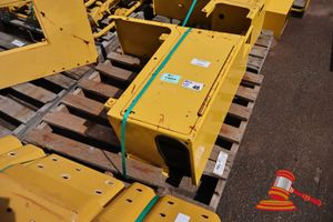 1 X Komatsu Body Frame , , Approx 1.1m H X 860mm D X 410mm W, Yellow Painted Steel Bracket Assembly, Some Marks/Rust, On A Pallet