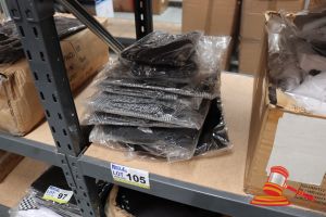 105 · BUNDLE OF SMALL CHEFS UNIFORMS INCLUDING: BLACK CHEFS JACKETS, CHECKERED PANTS AND 2x PACKS OF TEA TOWELS