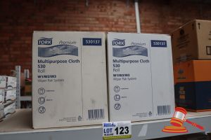 123 · 4x BOXES OF TORK MULTIPURPOSE CLOTH ROLLS