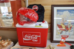 48 · 1 X COCA-COLA COOLER, WITH COCA-COLA BACKPACK AND INFLATABLE COCA-COLA BEACH BALL (POSS UNUSED)