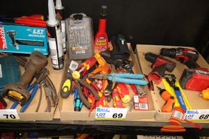 69 · TRAY OF ASSORTED TOOLS INCLUDING FROST HSS DRILL SET, WURTH CARBON BURRS, SCREWDRIVERS, WIRE STRIPPER, ADJUSTABLE WRENCHES & PLIERS