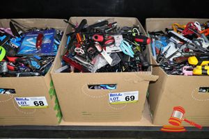 69 · BOX OF ASSORTED SURRENDERED ITEMS, NO INSPECTION
